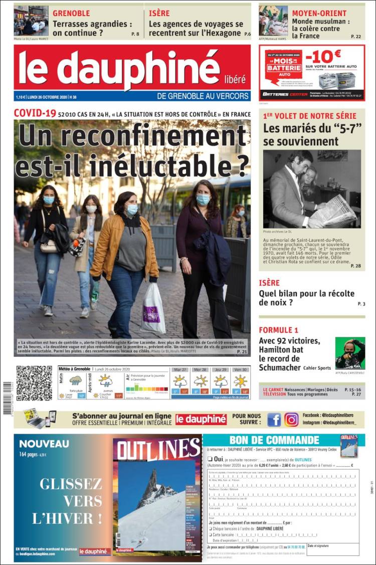 Portada de Le Dauphiné Libéré (Francia)