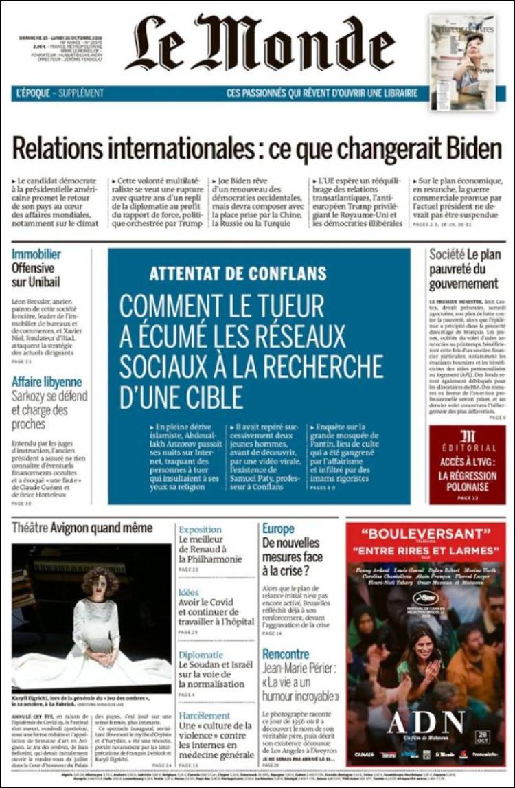 Portada de Le Monde (Francia)