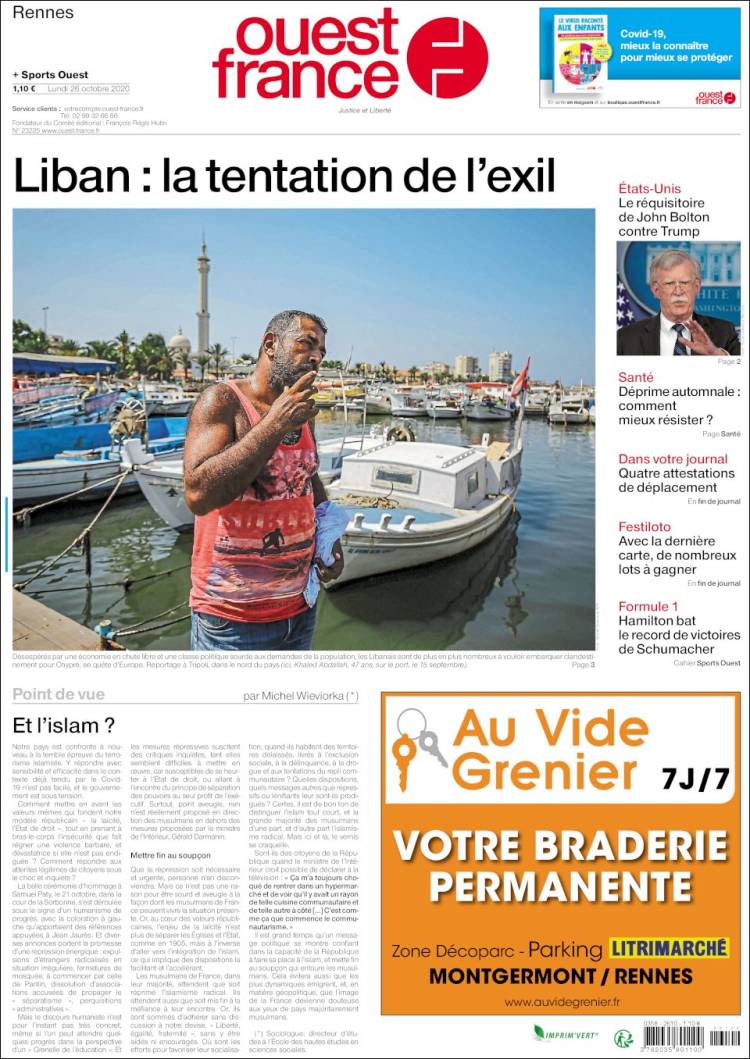 Portada de Ouest France (Francia)