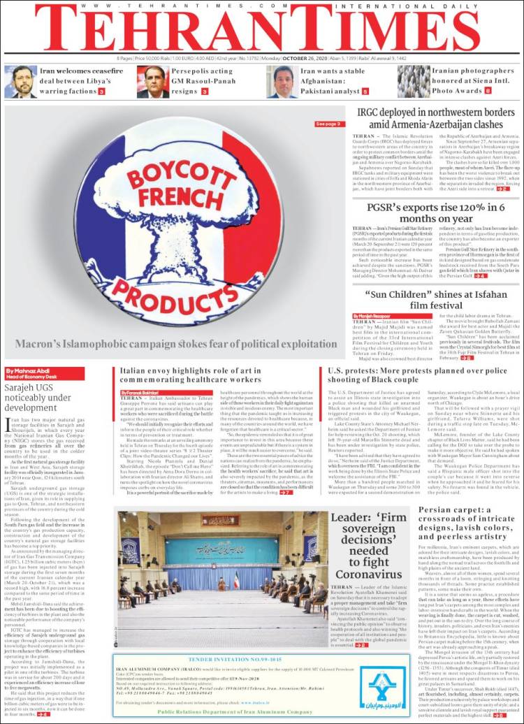 Portada de TehranTimes (Ir&aacute;n)