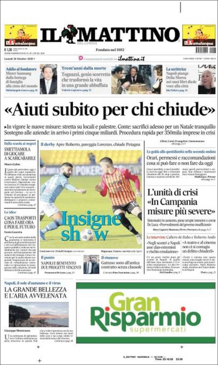 Portada de Il Mattino (Italia)