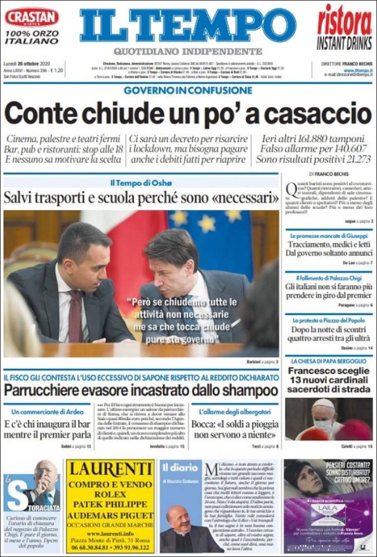Portada de Il Tempo (Italia)