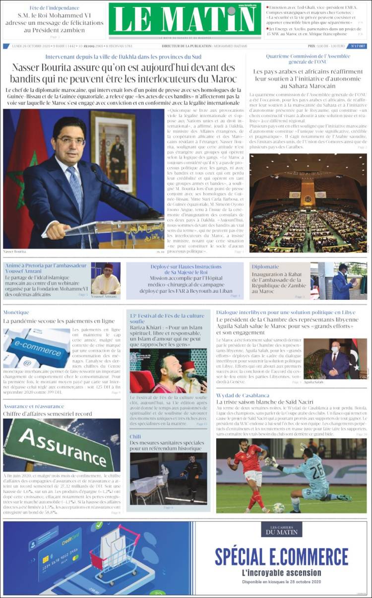 Portada de Le Matin (Marruecos)