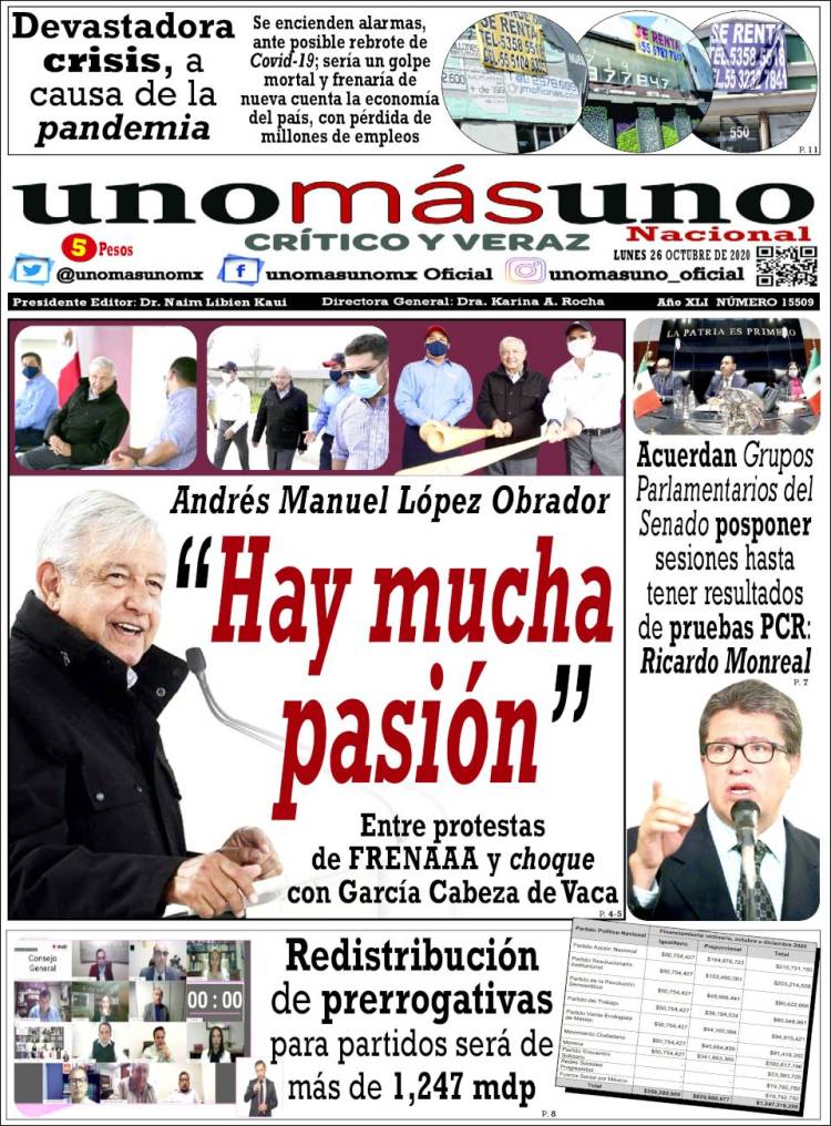 Portada de unomásuno (M&eacute;xico)