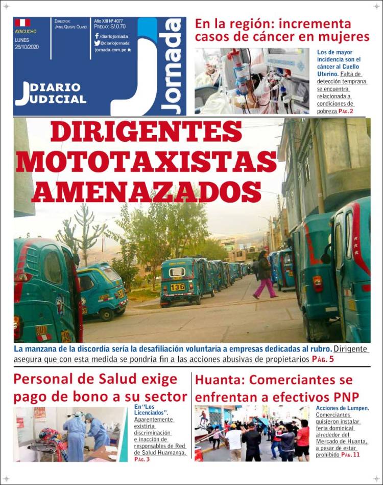 Portada de Diario Jornada (Per&uacute;)