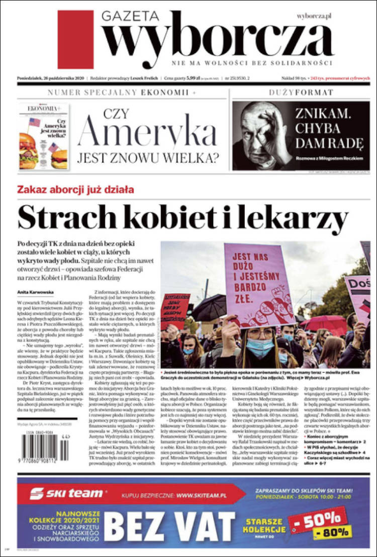 Portada de Gazeta Wyborcza (Polonia)