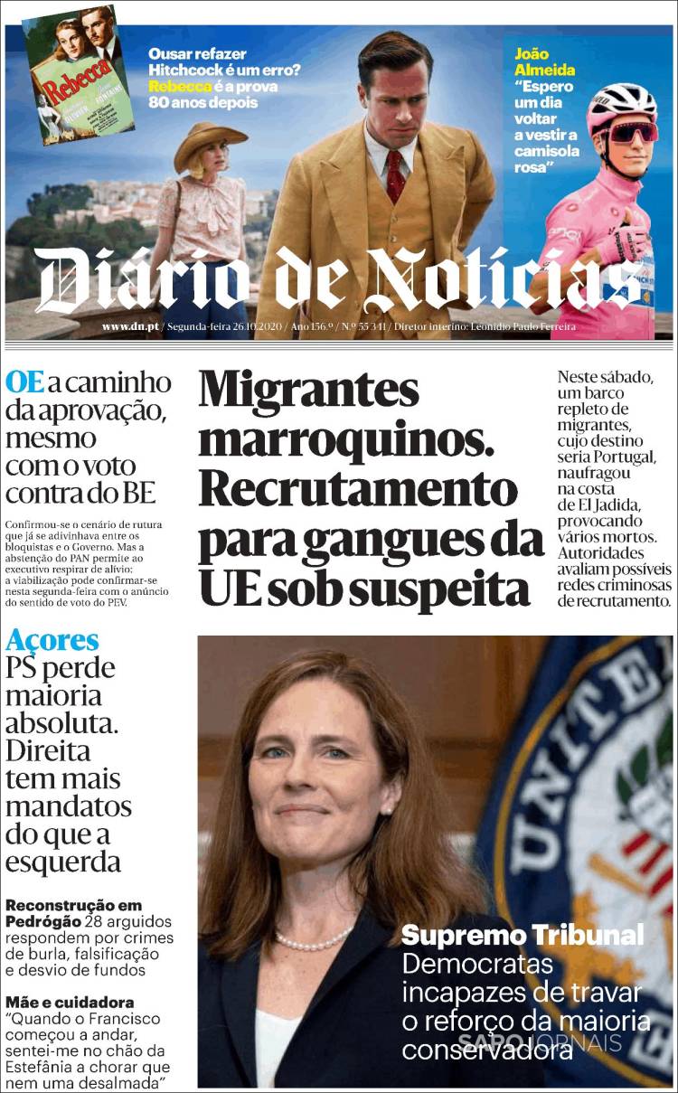 Portada de Diário de Noticias (Portugal)