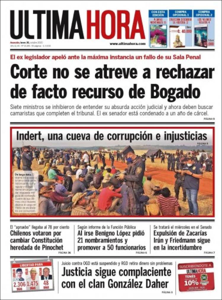 Portada de Última Hora (Paraguay)