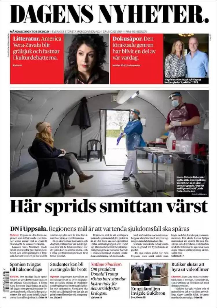 Portada de Dagens Nyheter (Suecia)
