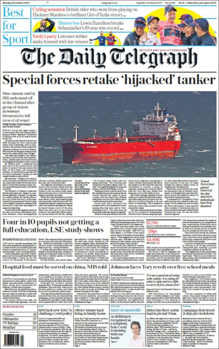 Portada de Daily Telegraph (Reino Unido)