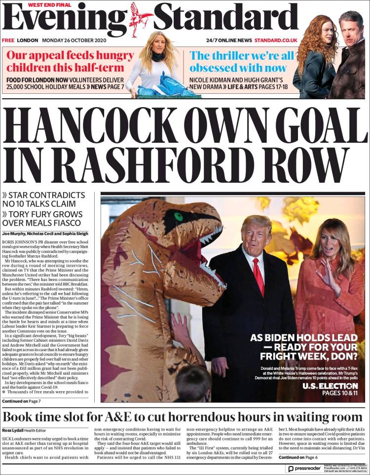Portada de Evening Standard (Reino Unido)