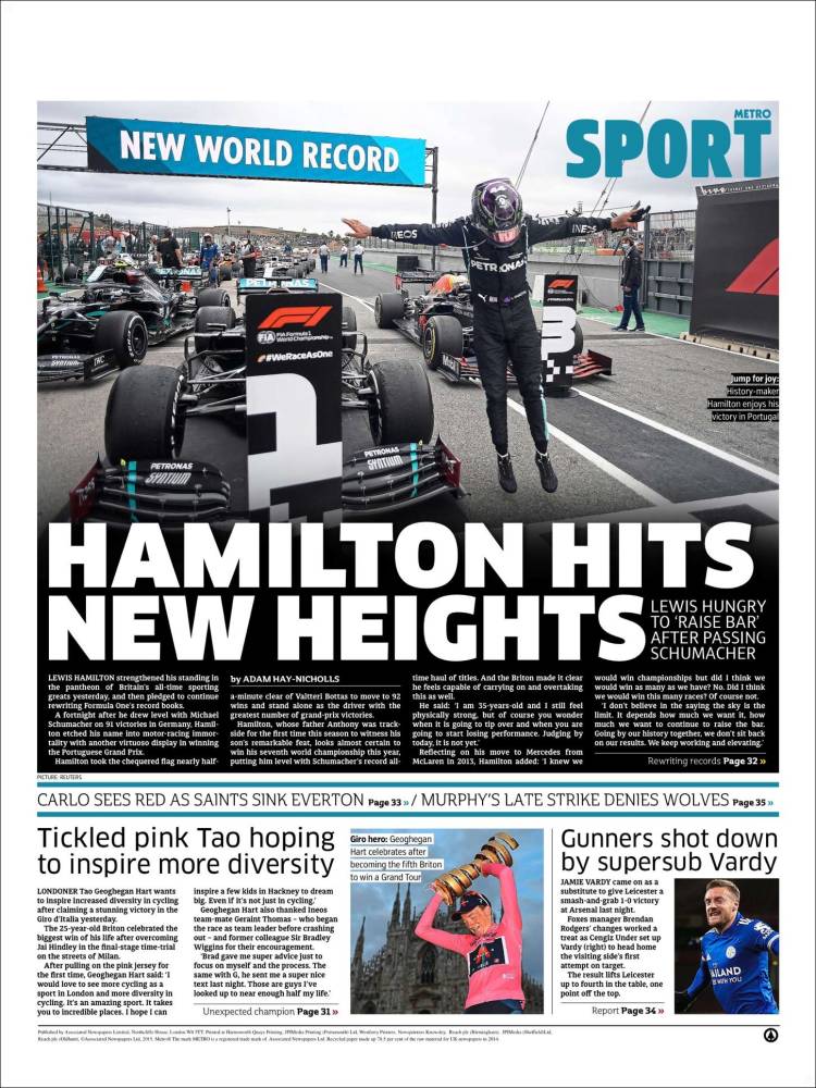 Portada de Metro Sport (Reino Unido)