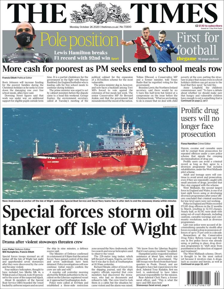 Portada de The Times (Reino Unido)