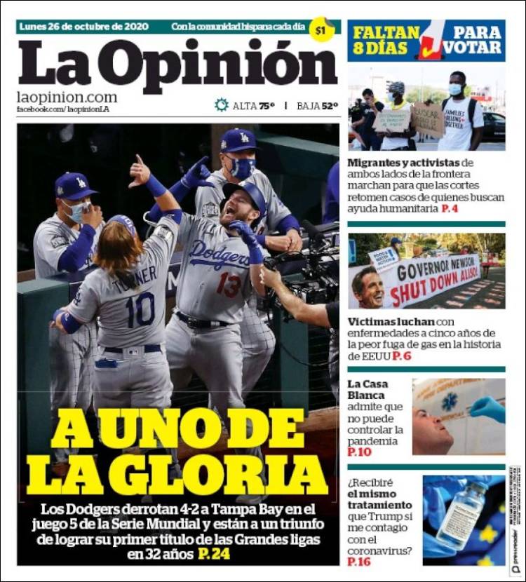 Portada de La Opinión (USA)