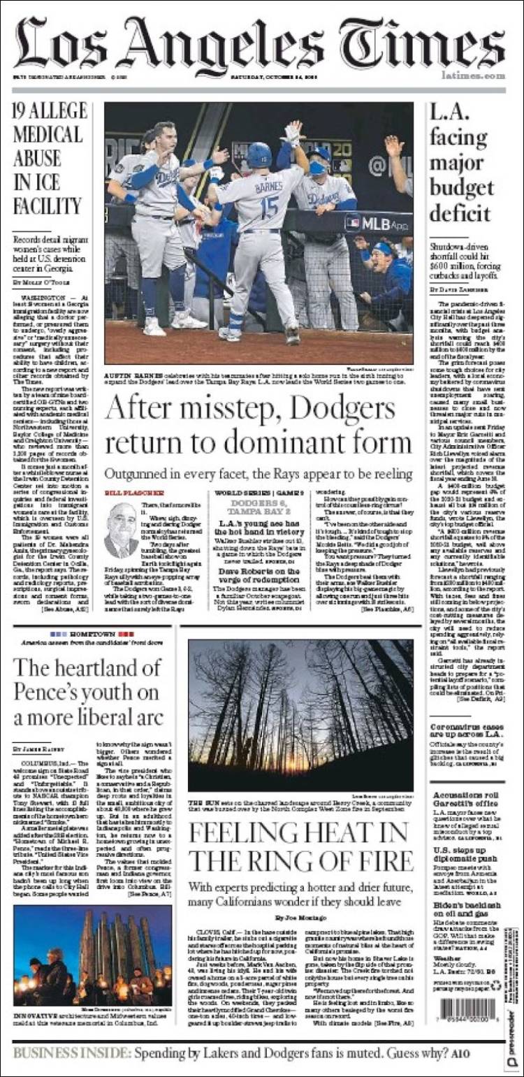 Portada de Los Angeles Times (USA)