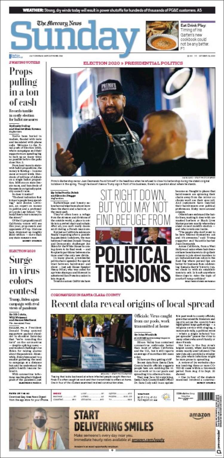 Portada de San Jose Mercury News (USA)