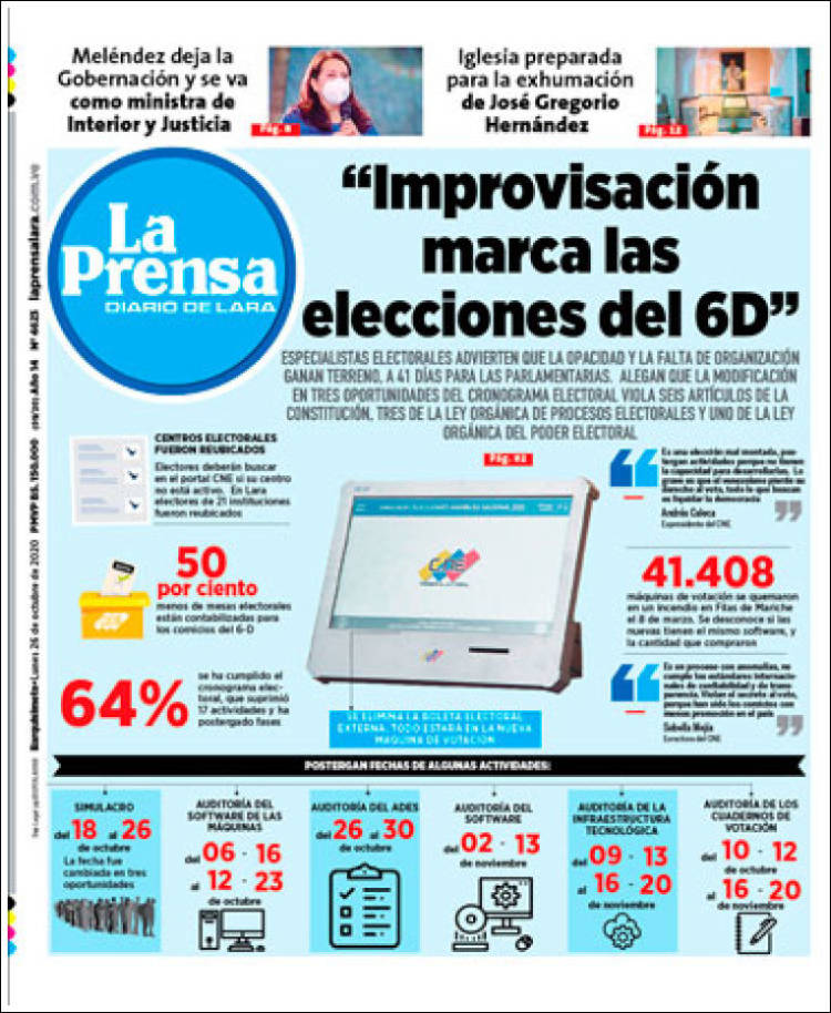 Portada de La Prensa de Lara (Venezuela)