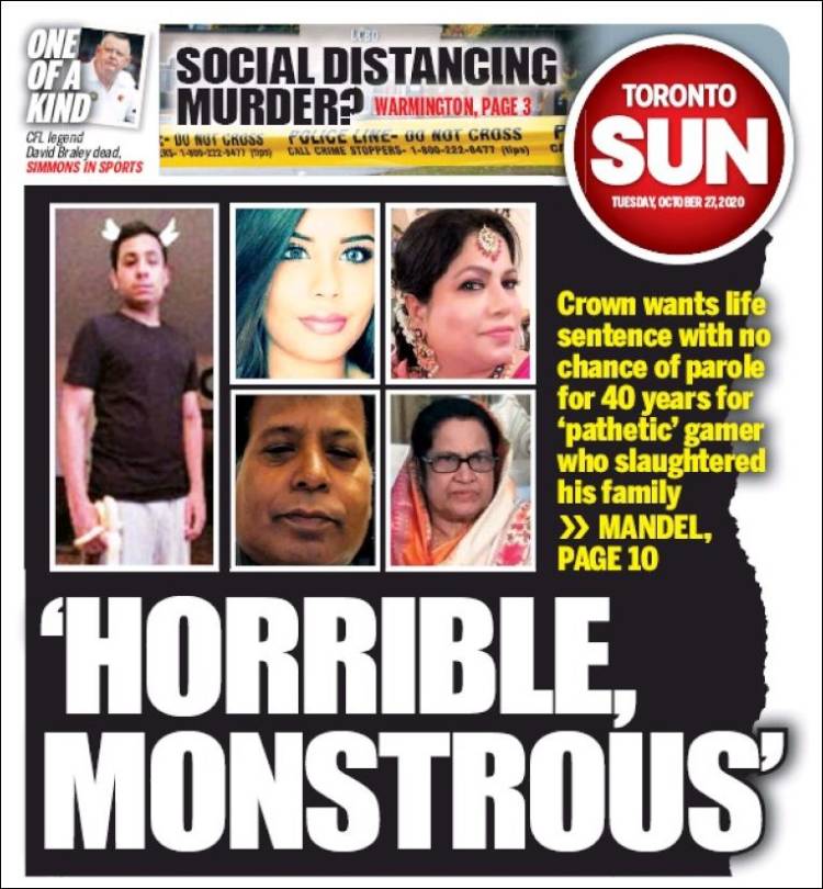 Portada de The Toronto Sun (Canada)