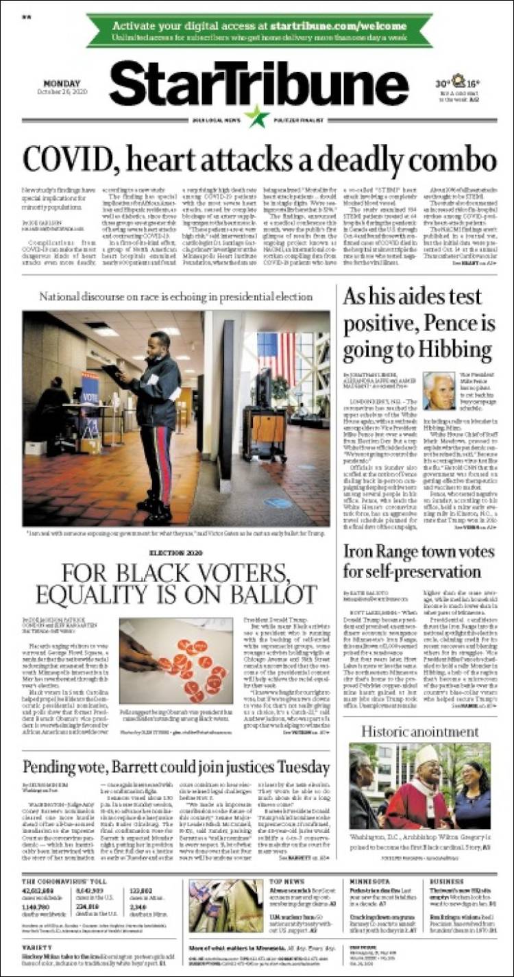 Portada de Star Tribune (USA)