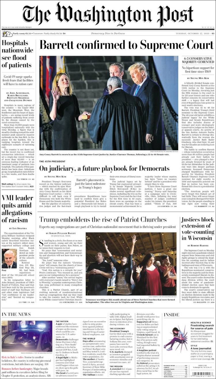 Portada de The Washington Post (USA)