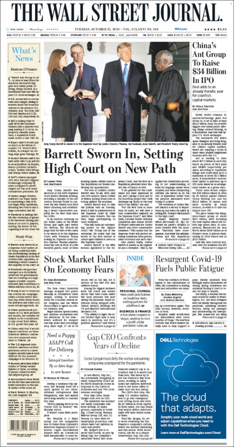 Portada de Wall Street Journal (USA)