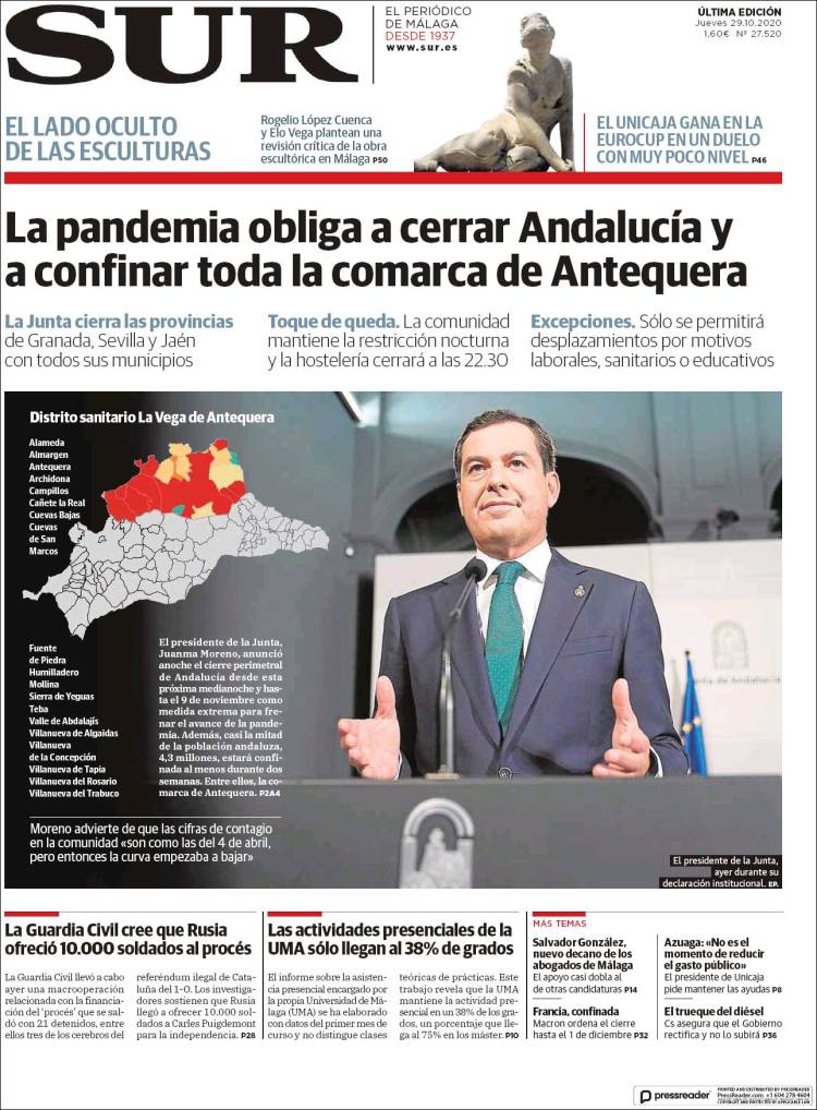 Portada de Diario el Sur (España)