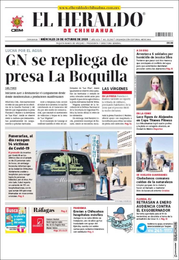 Portada de El Heraldo de Chihuahua (México)