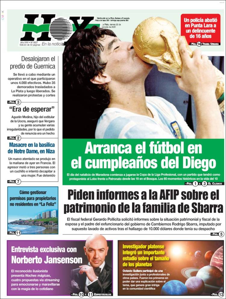 Portada de Diario Hoy (Argentina)