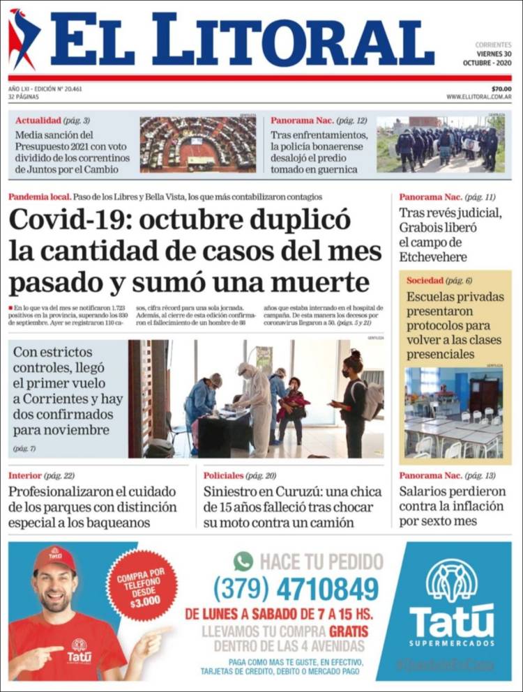 Portada de El Litoral Corrientes (Argentina)