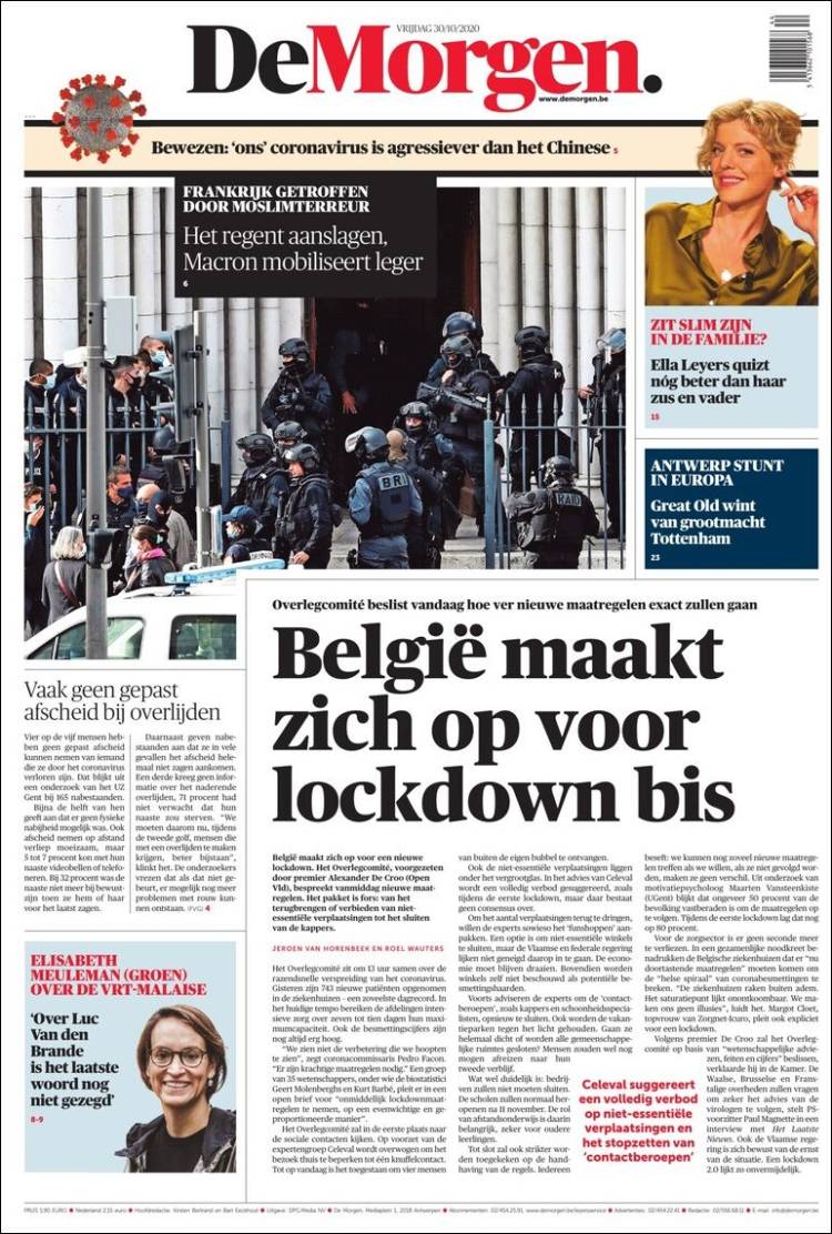 Portada de De Morgen (B&eacute;lgica)