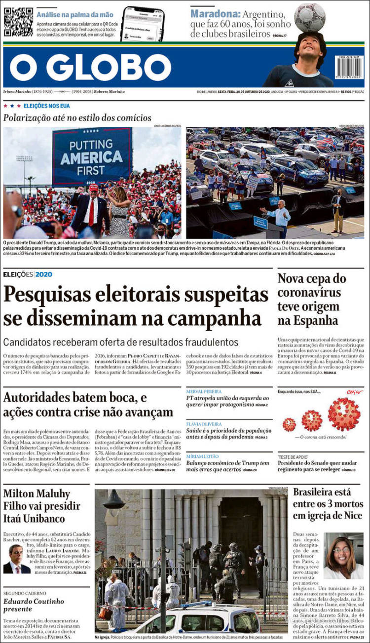 Portada de O Globo (Brasil)