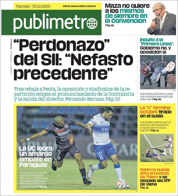 Portada de Publimetro (Chile)