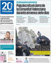 Portada de 20 Minutos - Valencia (España)