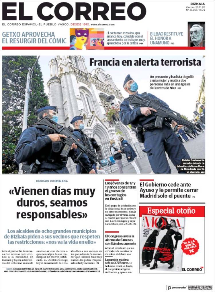 Portada de El Correo (España)