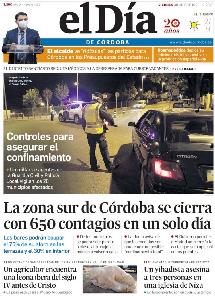 Portada de El Día de Córdoba (España)