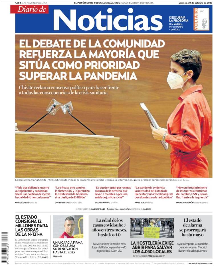 Portada de Noticias de Navarra (España)