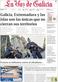 Portada de La Voz de Galicia (España)