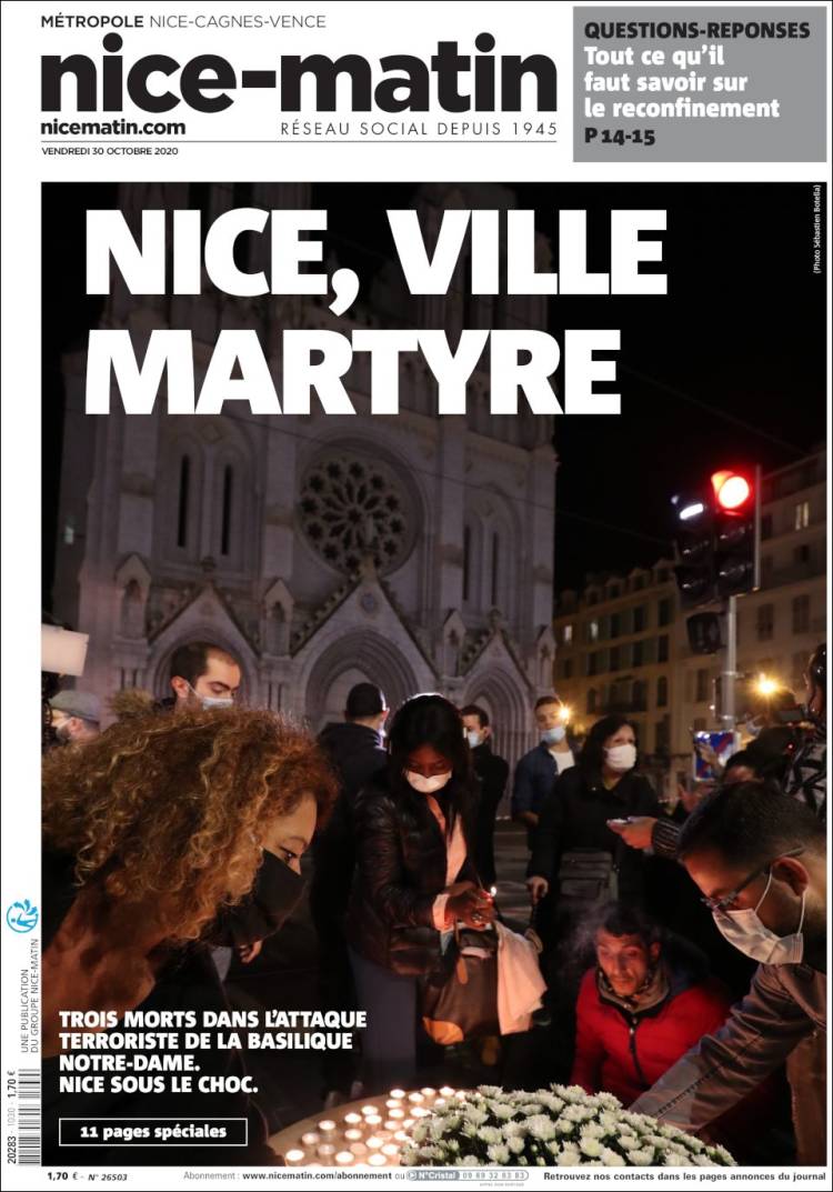 Portada de Nice-Matin (Francia)