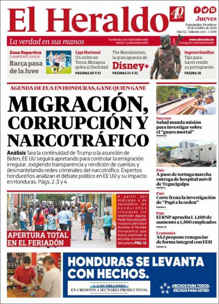 Portada de El Heraldo (Honduras)