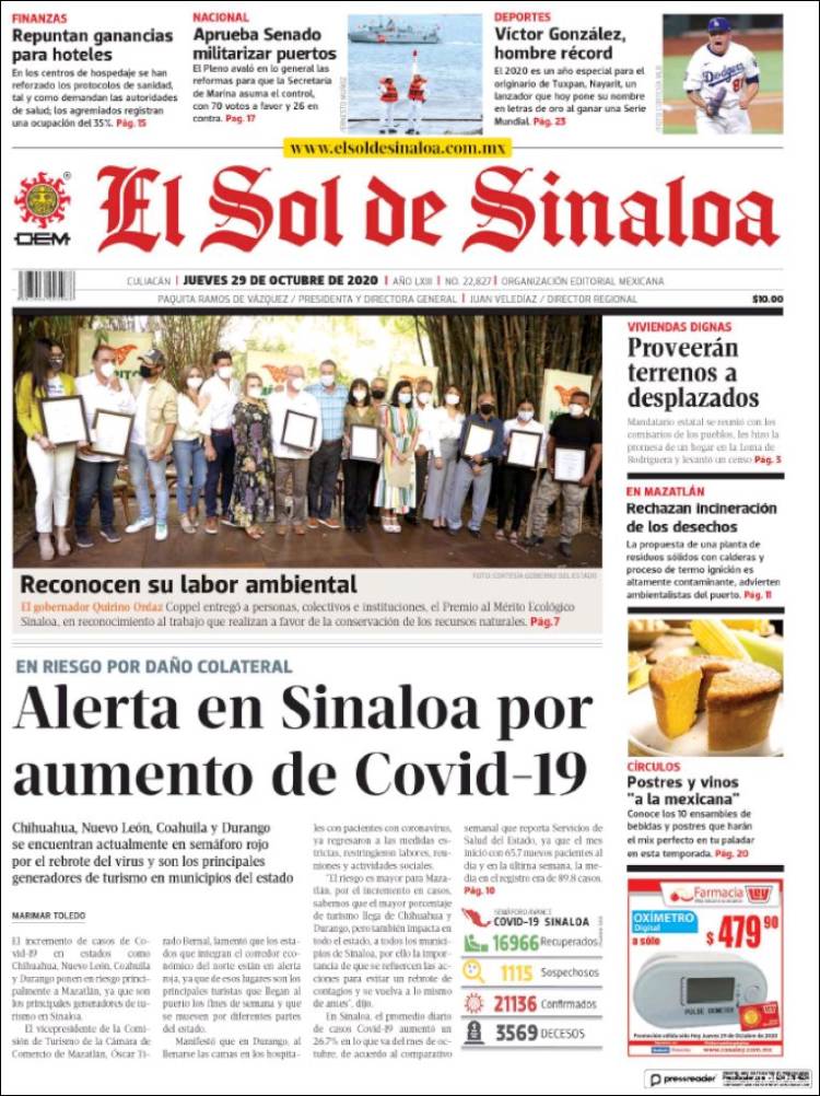Portada de El Sol de Sinaloa (M&eacute;xico)