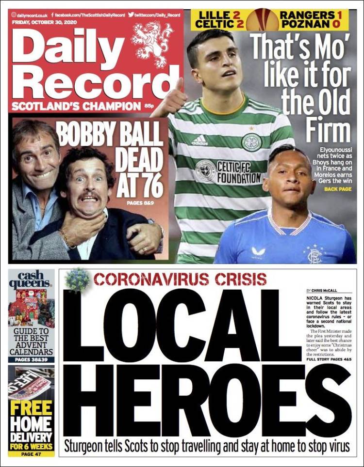 Portada de Daily Record (Reino Unido)