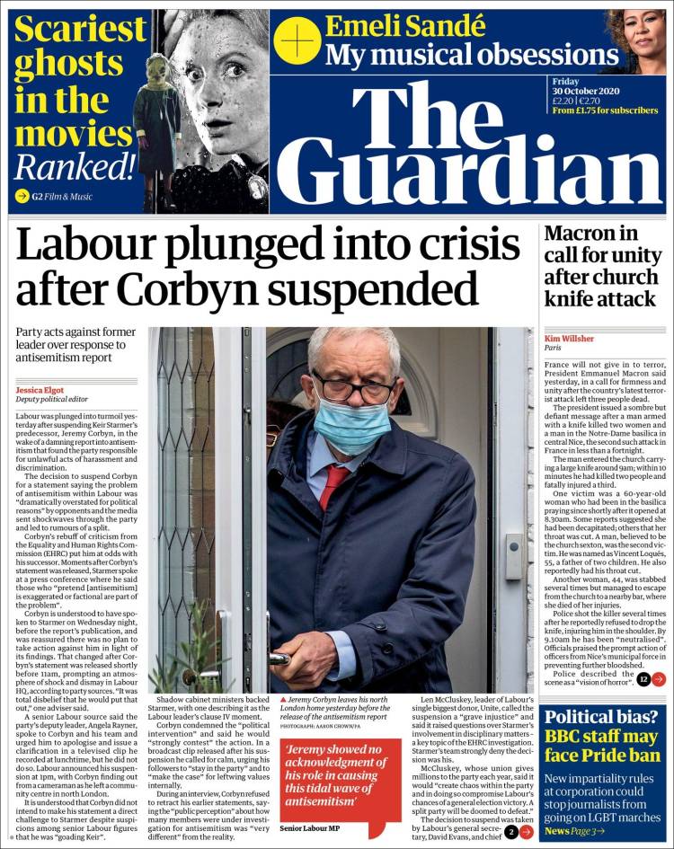 Portada de The Guardian (Reino Unido)