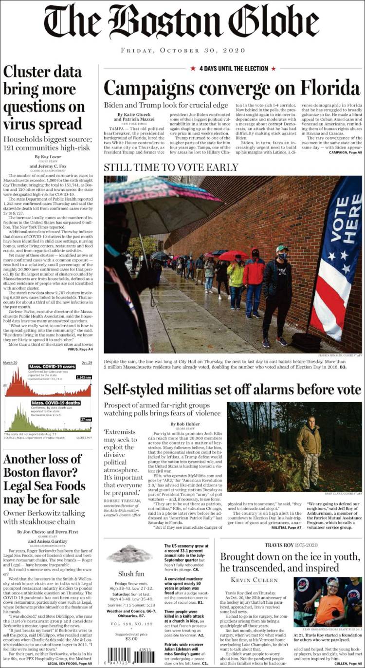 Portada de Boston Globe (USA)