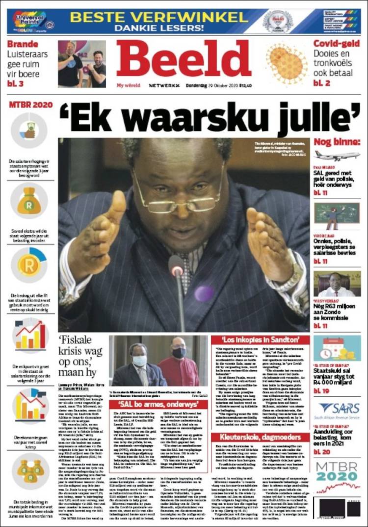 Portada de Beeld (Sud&aacute;frica)