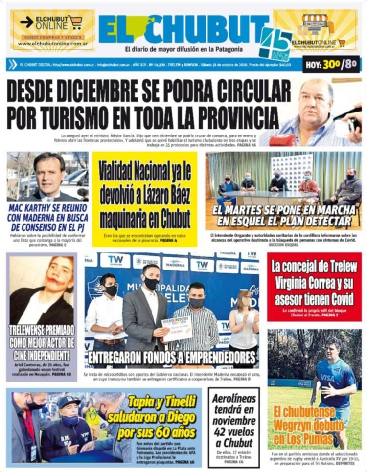 Portada de El Chubut (Argentina)