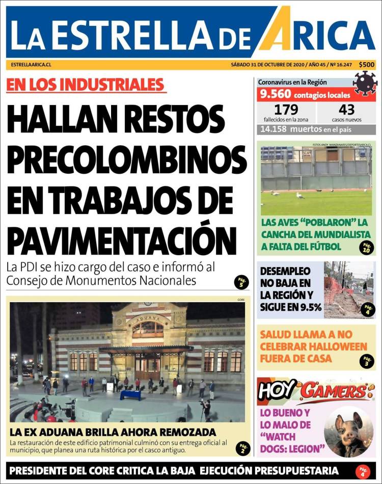 Portada de La Estrella de Arica (Chile)