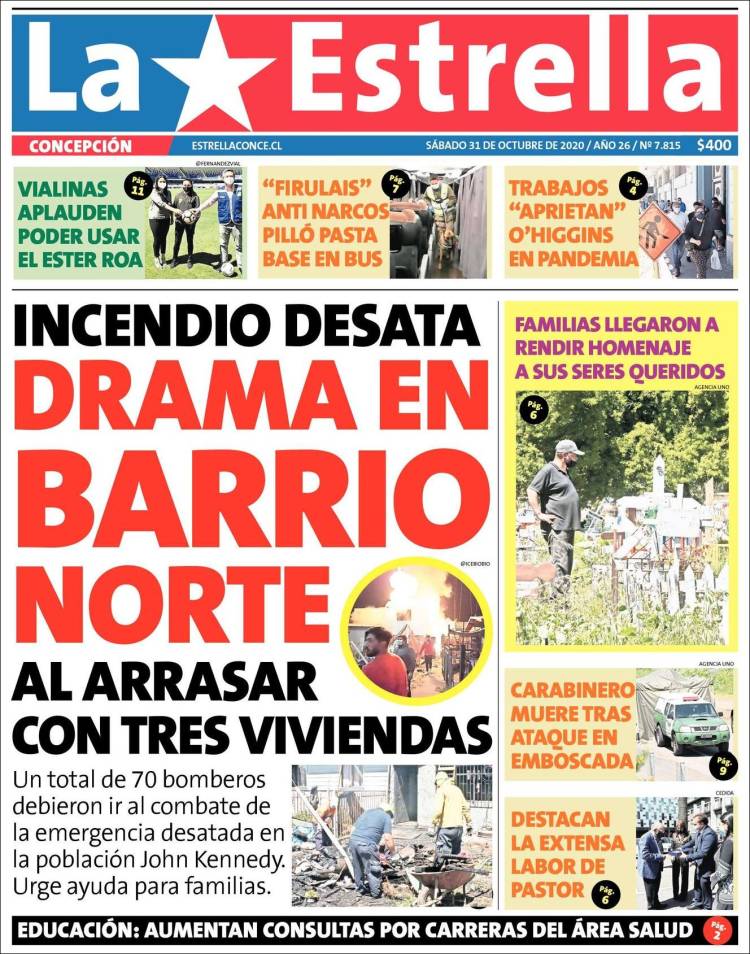 Portada de La Estrella de Concepción (Chile)