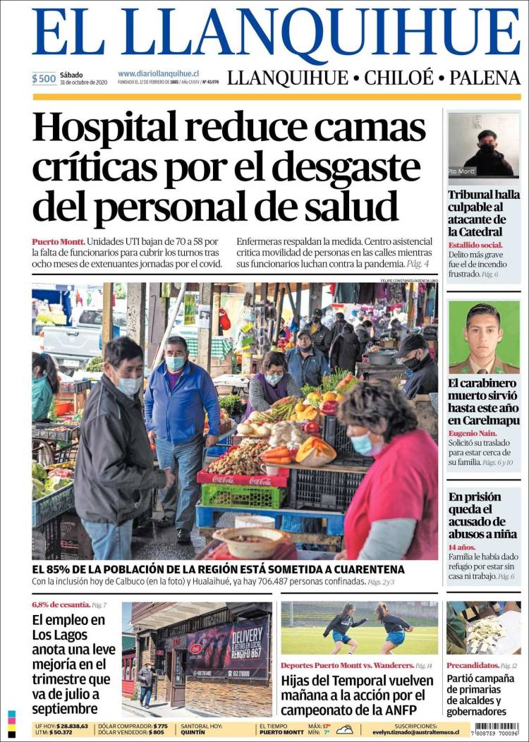 Portada de El Llanquihue (Chile)