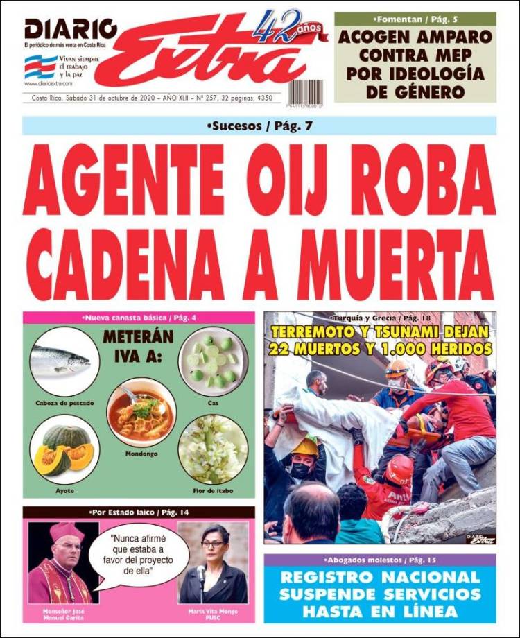 Portada de Diario Extra (Costa Rica)