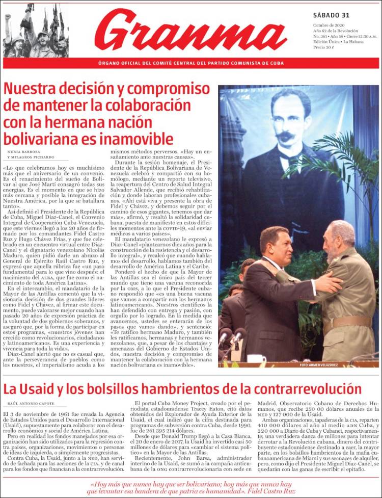 Portada de Granma (Cuba)